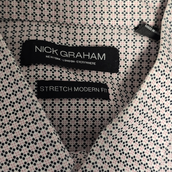 Men's 2XL Black Peach Stretch Modern Fit Long Sleeve Button-Down Shirt - Picture 7 of 9